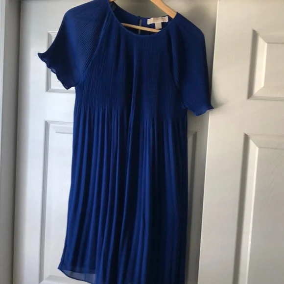 cobalt blue pleated dress Ulla Johnson | Women's Freesia Wedding Guest Gown in Blue Open Back Silk Dress - Size 4 | Black Tie Dress | Evening Dress